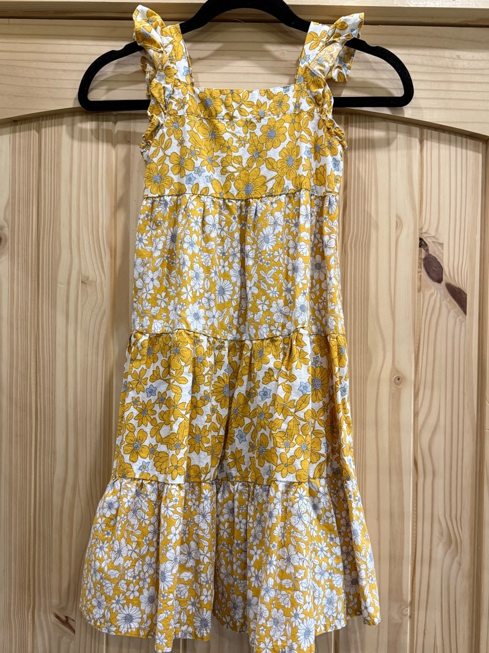 Carters‎ Girls Yellow White Floral Ruffle Strap Sundress